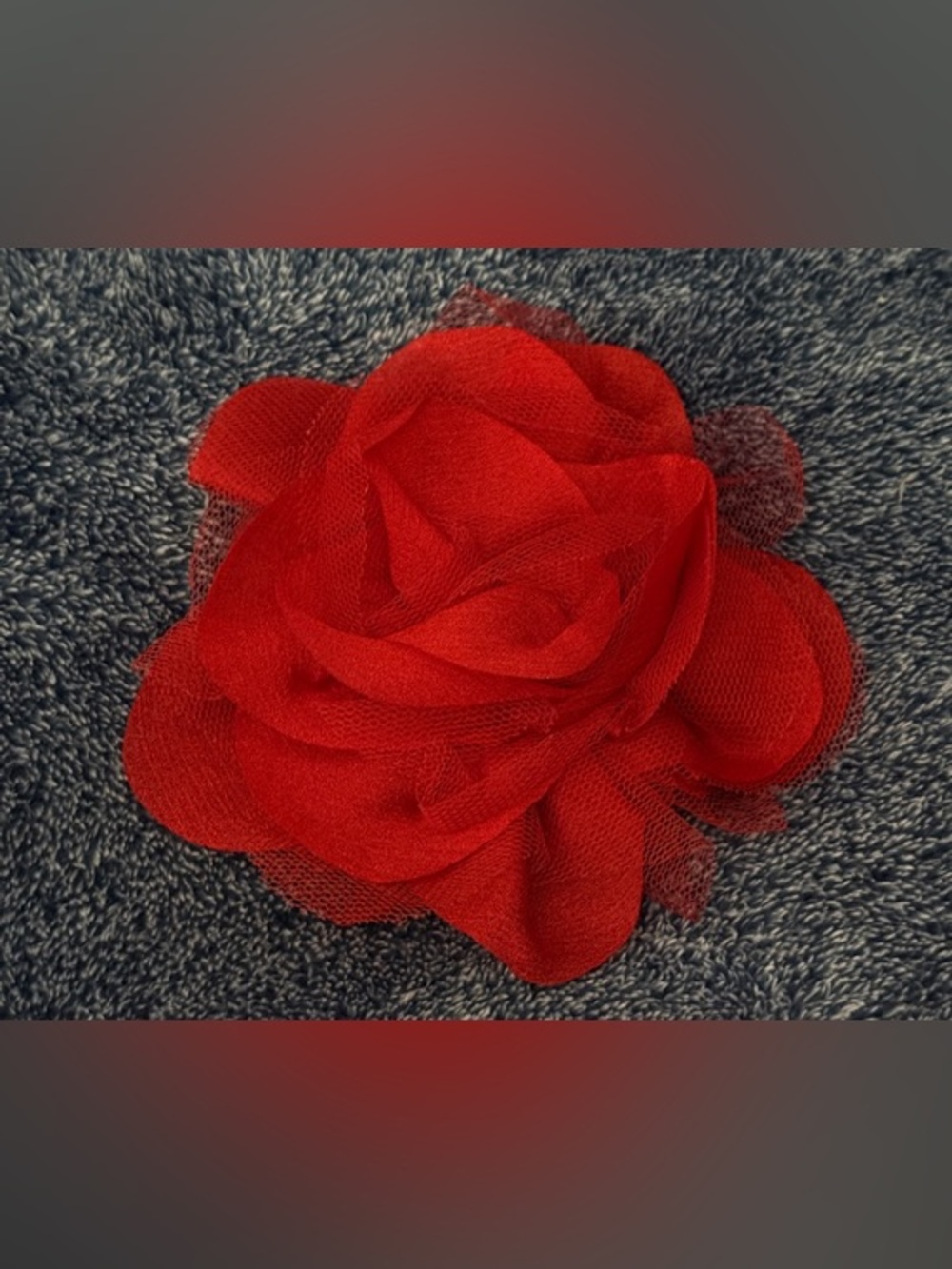 Red Floral Fabric Hair Clip - Women's Accessory